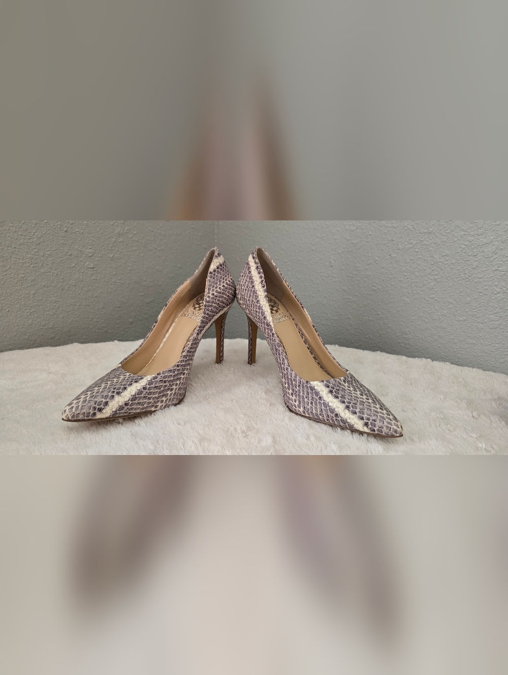 Vince Camuto Lilac Snake-Print Pointed Toe Pumps
